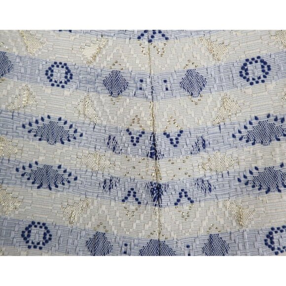 WOMEN'S IVORY BLUE GOLD METALLIC SHIMMER FLARED SKIRT - J. CREW - SIZE 10 - Picture 2 of 7